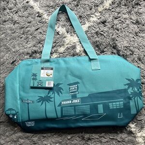 NWT! BLUE/TEAL! Large Trader Joe’s Insulated Cooler Bag. Dusty Blue. New.